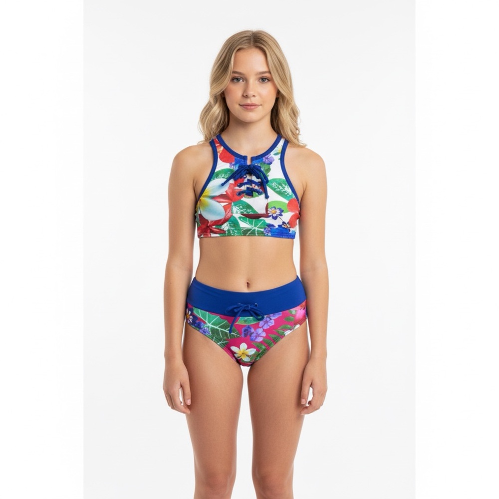 NEW sz 14 12 Submarine Girls 2pc Floral Swimsuit‎